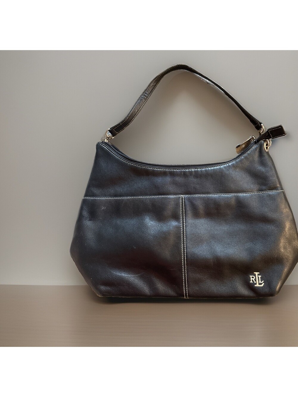 Lauren Ralph Lauren Black Leather Hobo Shoulder Bag Purse Vintage